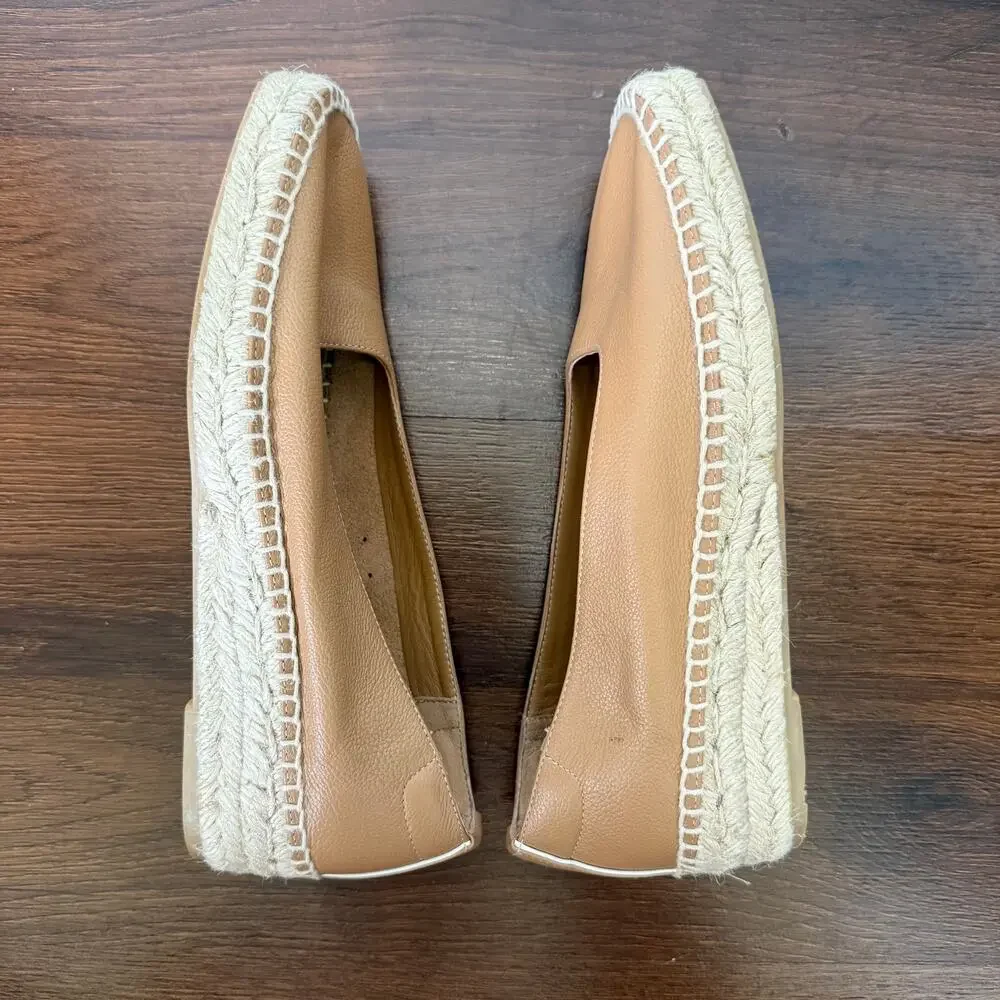 Everlane Leather Espadrille Flats Square Toe Tan Sz 7 Boho Beach Casual Classic